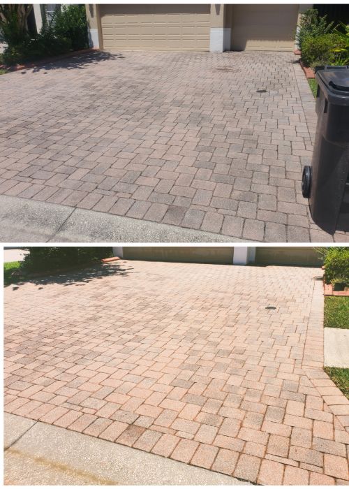 Clean driveway and pavers